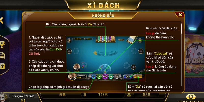 Hướng dẫn sử dụng các nút chức năng trên bàn chơi xì dách